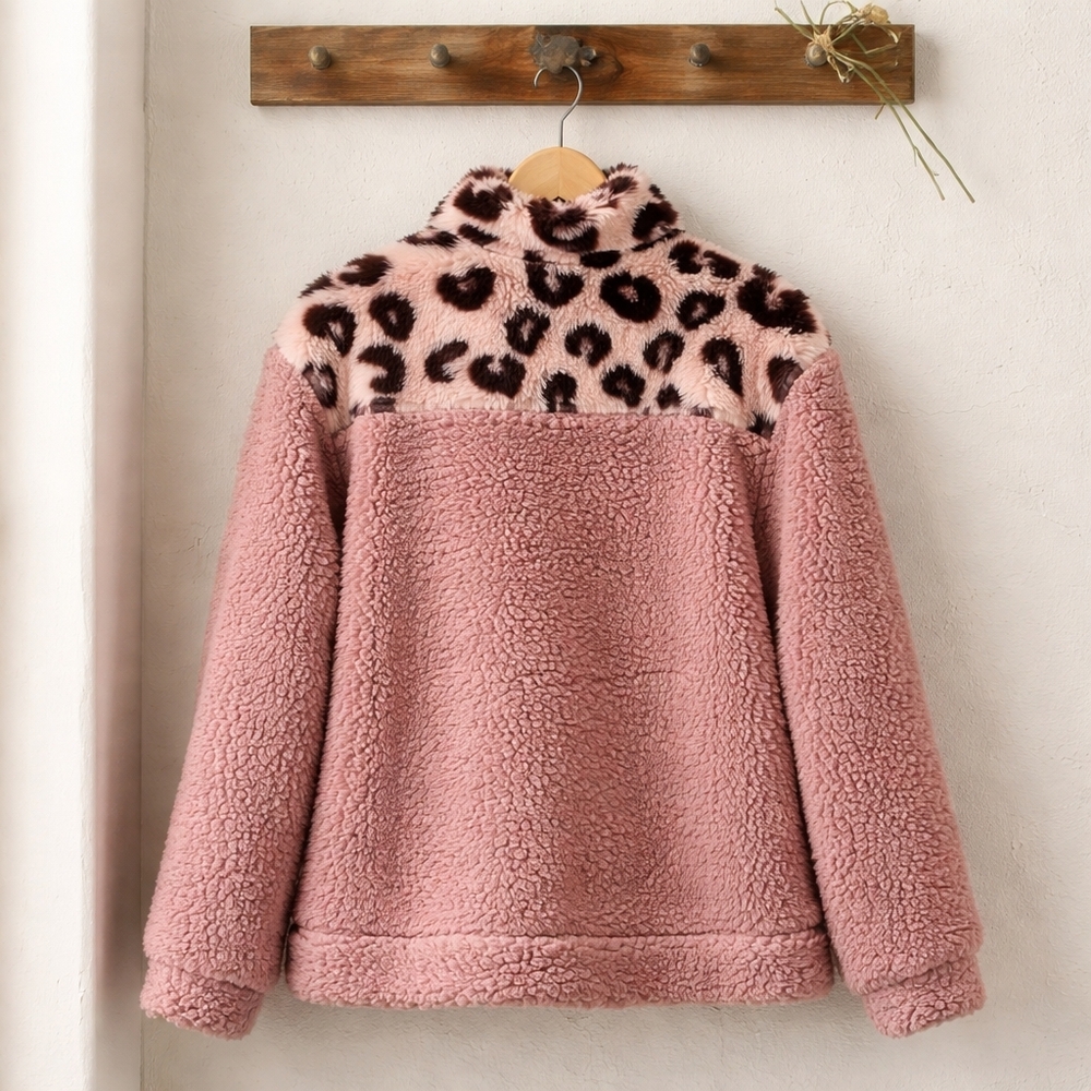 Women's Cozy Sherpa Jacket - Pink - Picture 2 of 12